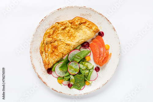 omelet with vegetables and salted salmon
