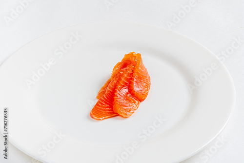 salted salmon on the white plate