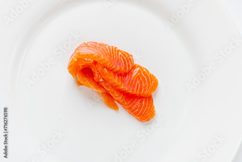 salted salmon on the white plate