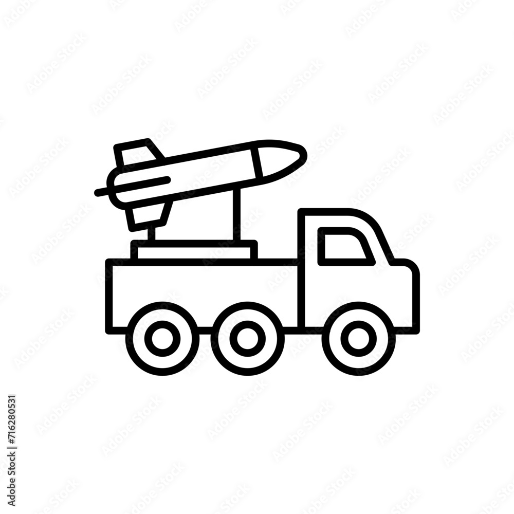 Military truck outline icons, minimalist vector illustration ,simple transparent graphic element .Isolated on white background