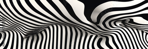 a distorted black and white striped background, generative AI photo