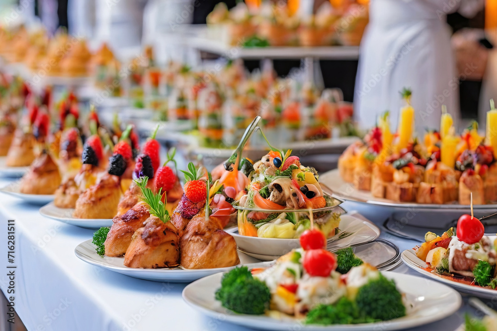 Culinary delight. A lavish buffet spread, perfect for celebrations and parties. Elevate your event with this exquisite catering food concept. Bon appétit. Culinary delight. A lavish buffet spread, perfect for celebrations and parties. Elevate your event with this exquisite catering food concept. Bon appétit.