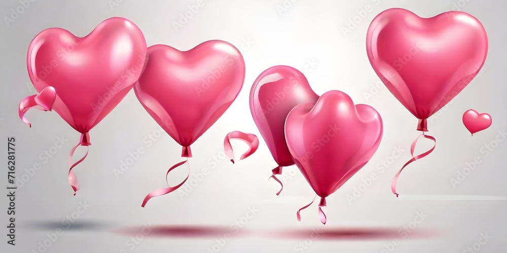 heart shaped balloons heart, love, balloon, valentine, celebration, valentine's day, pink, holiday, shape, decoration, day, party, vector, red, romance, 
