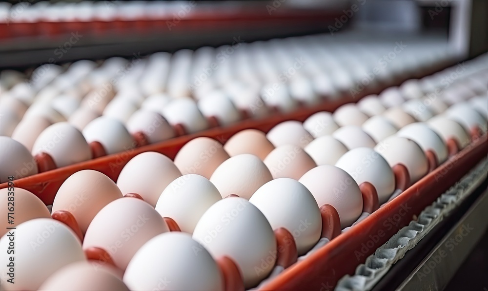 Eggs in Carton on Conveyor Belt