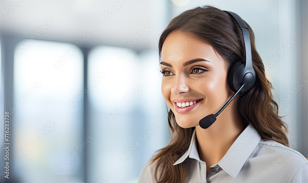 A Happy Customer Service Representative Assisting with a Smile A Happy Customer Service Representative Assisting with a Smile