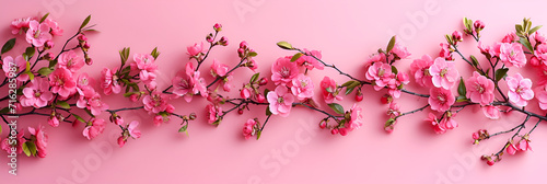 Background of pink flowers with empty space for text or greeting card design. Postcard for International Women s Day and Mother s Day.