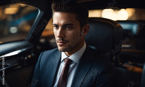 portrait of a businessman driving a car © Raccoon Stock AI