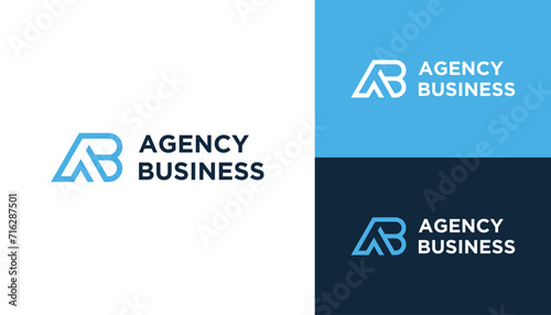Initial Letter AB BA Monogram with Simple Classic Connected Lines Logo Design