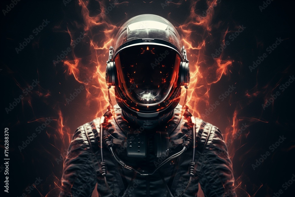Person in space suit with dark synth style Person in space suit with dark synth style