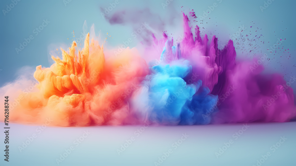 Obraz premium Abstract background of dust explosion for Holi festival, traditional Indian festival