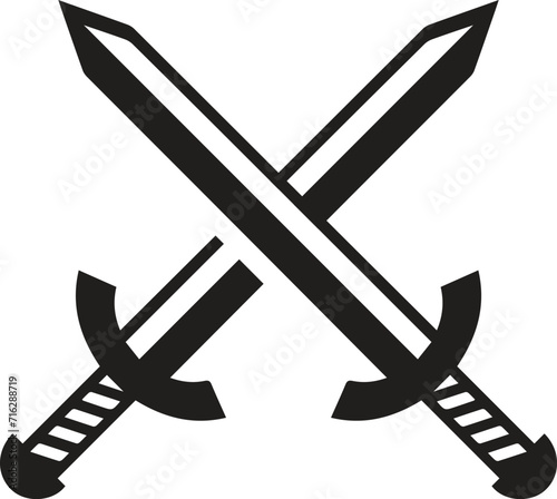 Crossed swords icon, heraldic weapon sign sword logo icon vector illustration design