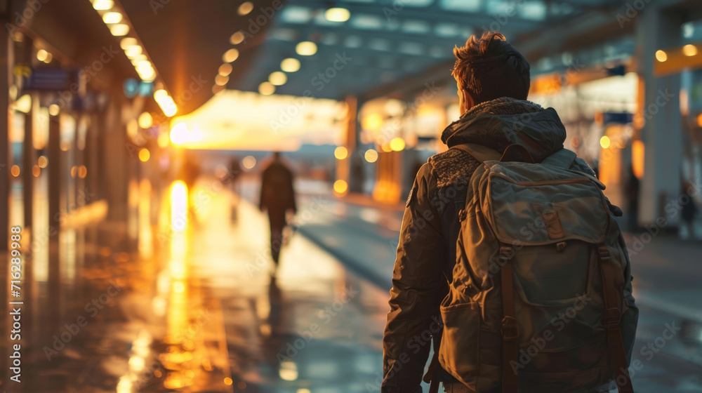 A travelers in airport terminal A travelers in airport terminal