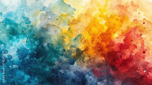 Abstract watercolor background combines a spectrum of rainbow colors in a flowing pattern © boxstock production