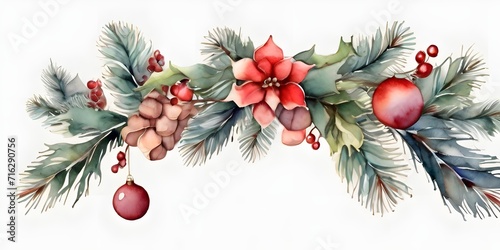 christmas tree branch with balls xmas, fir, ornament, celebration, winter, branch, new, year, green, pine, gold, season, 