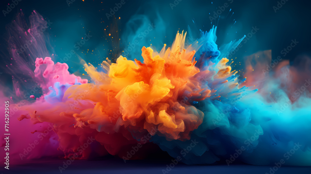 Dust explosion abstract background, Holi background