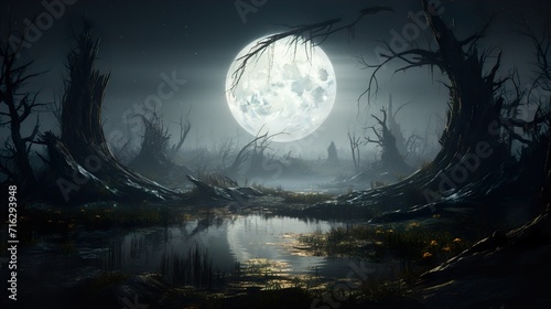 full moon over the river © Ahmad