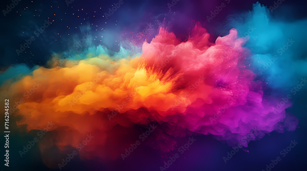 Dust explosion abstract background, Holi background