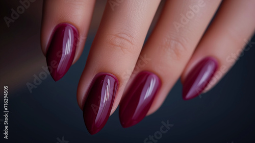 Nail polish, Female hands with red manicure, Glamour woman hand with deep berry and plum nail polish on fingernails, Ai generated image