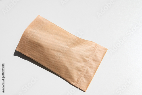 Kraft doy-pack paper bag with zip lock metallized. Space for text, advertising, logo