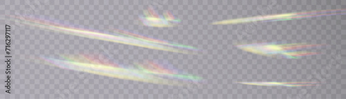 A cluster of colors, bright rays of the spectrum. Glare on a lens, glass, jewelry, or gemstone. The superimposition of the rainbow effect, the refraction of light by a crystal prism. Realistic diamond photo
