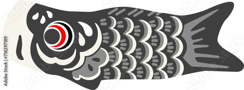 黒い鯉のぼりのベクターイラスト