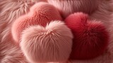 red hearts made of fur - background