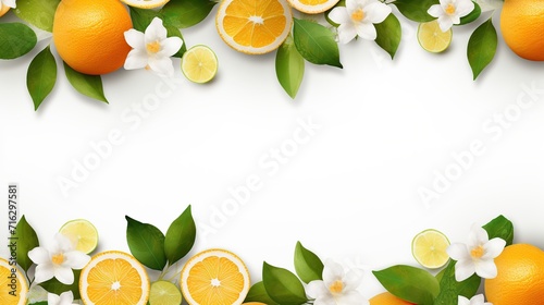 original composition showcasing calamansi orange juice on white background, concept with copypace. Generative AI photo