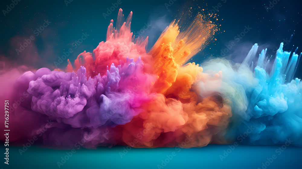 Dust explosion Holi background, Indian traditional festival Dust explosion Holi background, Indian traditional festival
