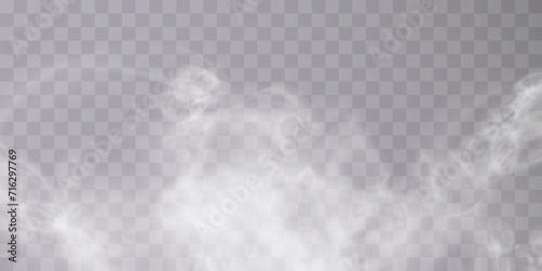Fog or smoke isolated on transparent background with special overlay effect. White vector smoke cloudiness, fog or smog background. Vector photo