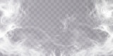 Fog or smoke isolated on transparent background with special overlay effect. White vector smoke cloudiness, fog or smog background. Vector