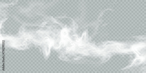 Fog or smoke isolated on transparent background with special overlay effect. White vector smoke cloudiness, fog or smog background. Vector