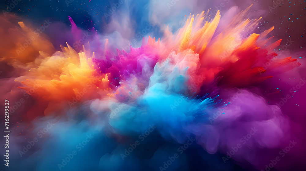 Dust explosion Holi background, Indian traditional festival Dust explosion Holi background, Indian traditional festival