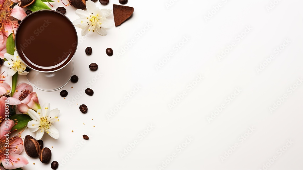 Obraz premium imaginative design composed of hot chocolate on white background, concept with copypace. Generative AI