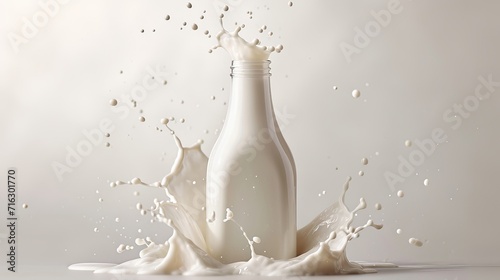 splashing milk bottle - advertisement shot with copyspace