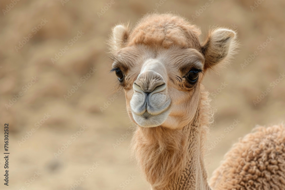 The playfulness of an adorable camel calf, showcasing its innocence and endearing antics