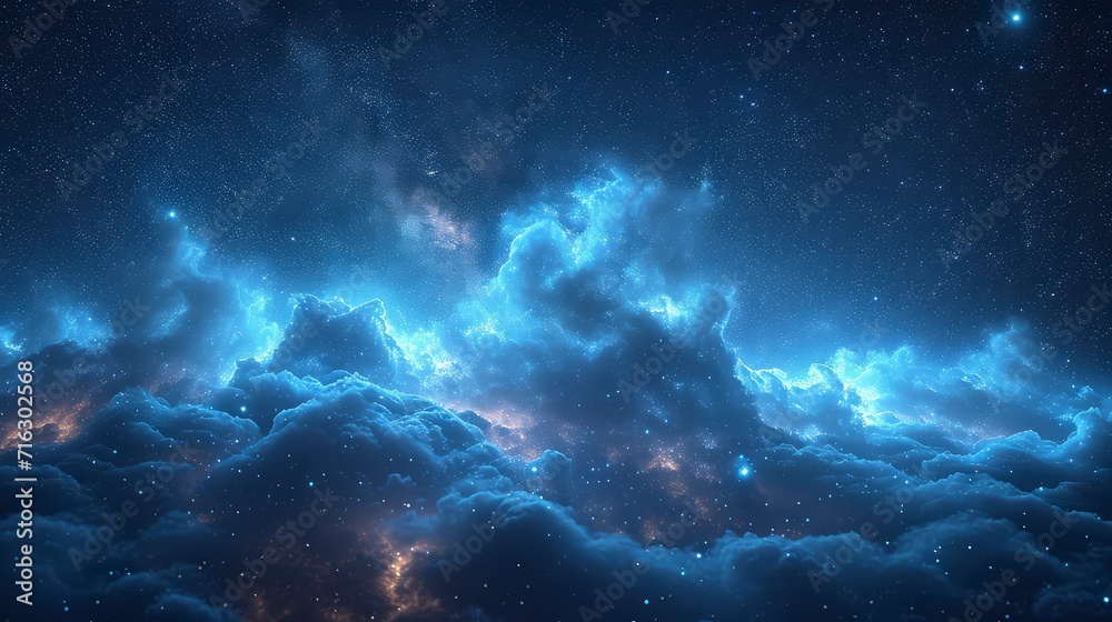 Fototapeta premium a clear night sky with the appearance of Noctilucent clouds that glow in the dark, creating a stunning sky view.