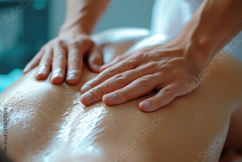 A man is shown receiving a relaxing back massage at a spa. This image can be used to depict the soothing and rejuvenating experience of getting a massage at a spa