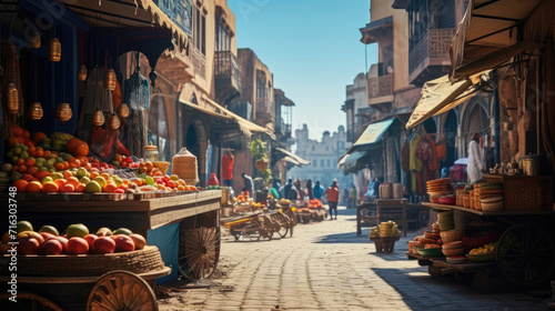 oriental bazaar, historic Old Town, generative ai photo