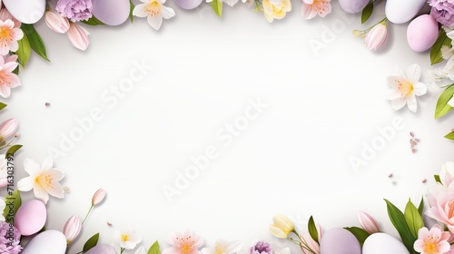 Creative layout made of colorful Easter celebration on white background. concept with copy space. Generative AI