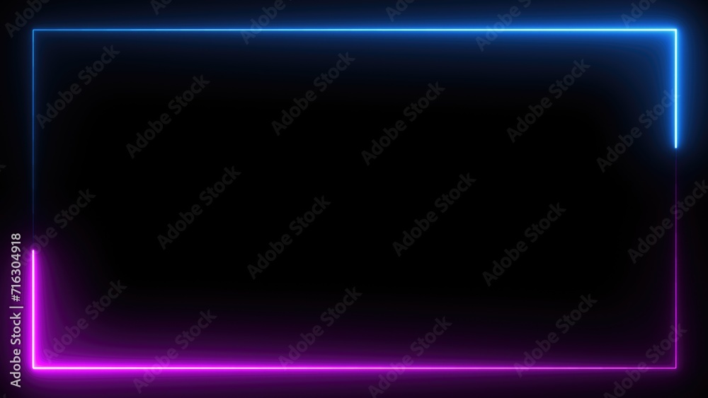 Abstract seamless background blue violet spectrum fluorescent light. Glowing line frame web neon box pattern. LED screens projection technology