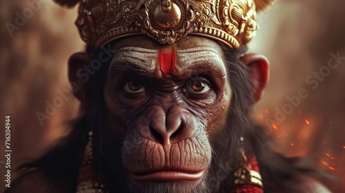 A picture of a monkey wearing a crown. Can be used to depict royalty, humor, or animal kingdom themes