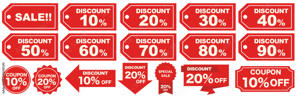 赤系の値下げ広告のテンプレート素材集