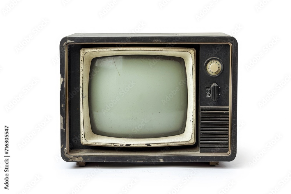 An old fashioned television with a white screen. Perfect for retro themes and nostalgia.