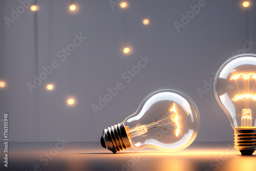 Glowing light bulb. Generative AI.