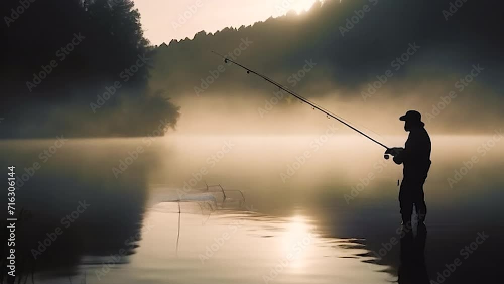 a fisherman stands fishing. selective focus. nature. a fisherman stands fishing. selective focus. nature.