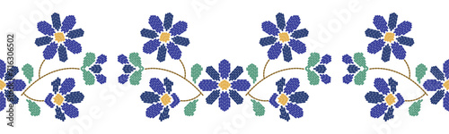 Motif ethnic pattern handmade border beautiful art. Ethnic leaf floral background art. folk embroidery  Mexican, Peruvian, Indian, Asia, Turkey Uzbek style. Embroidery pattern design hem skirt.