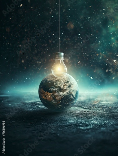 earth hour poster design, realistis , HD, copy Space - generative ai photo