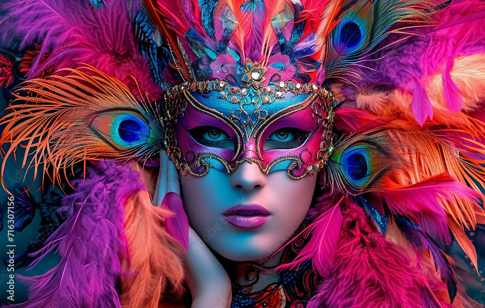 woman in carnival mask.