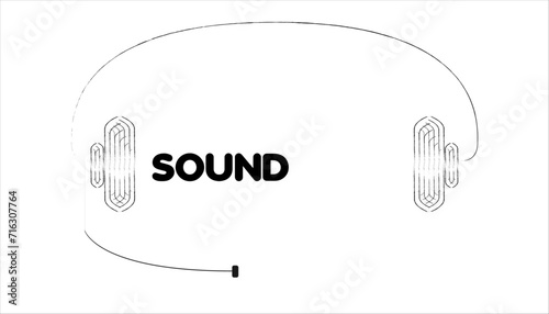  headphones speaker, Music gadget and earphones devices in linear style. vector illustration, monochrome sketches outline isolated,icon, pictogram, website design, poster, banner, Black, silhouette,