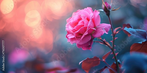 A beautiful pink rose in full bloom in a garden. Perfect for adding a touch of elegance and romance to any project